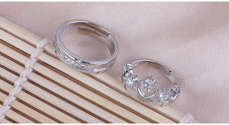 Zircon Crown Shape Lovers Couple Rings Jewelry