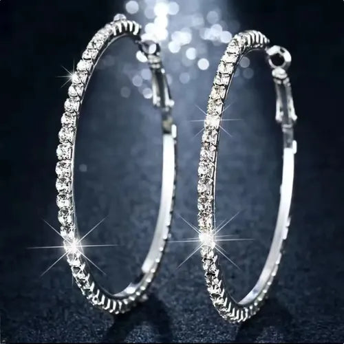 Crystal Rhinestone Hoop Earring, big circle