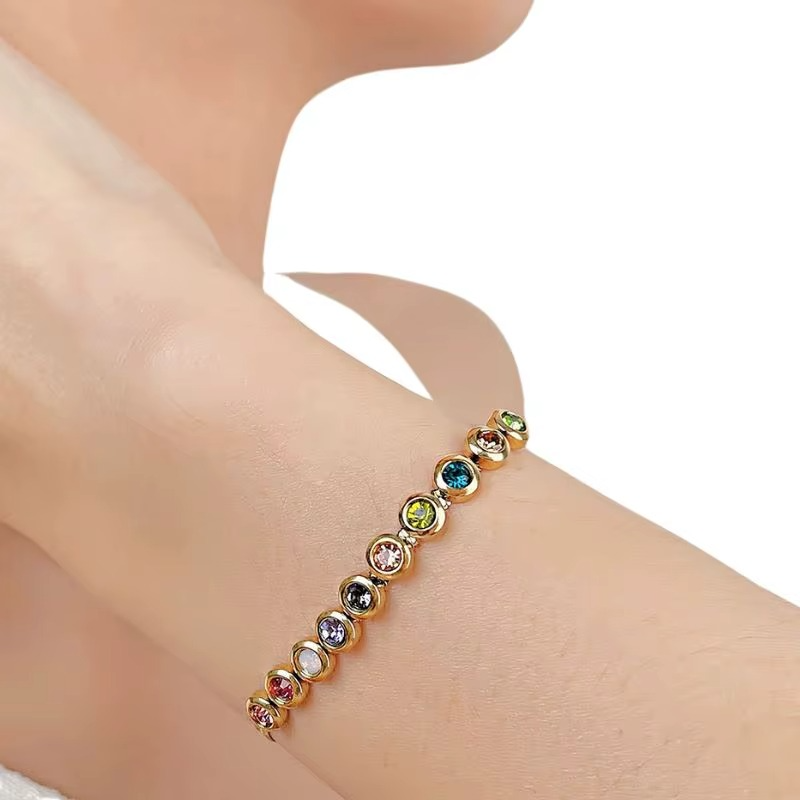 18K Real Gold Plated Candy Colorful Zircon Bracelet