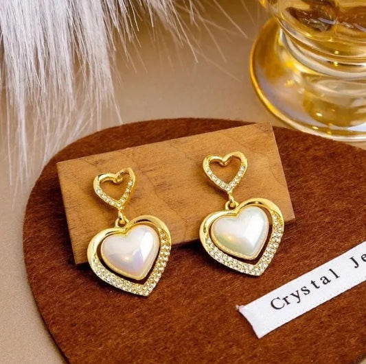 Korean Earring Claw Ear Drop Earrings for Women Big Pearl