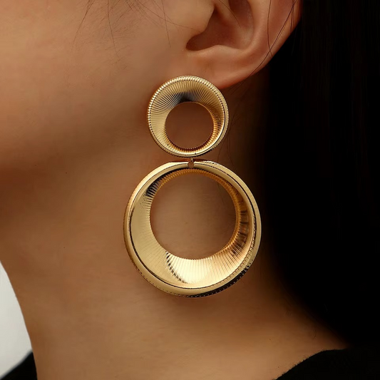Gold-Tone Double Hoop Drop Earring