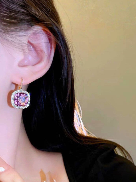 Ethonica Crystal Halo Lever-Back Earring