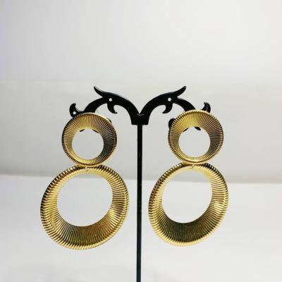 Gold-Tone Double Hoop Drop Earring