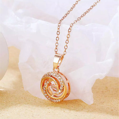 18k Gold Plated Cubic Zirconia Moving Diamond Necklace Pendant