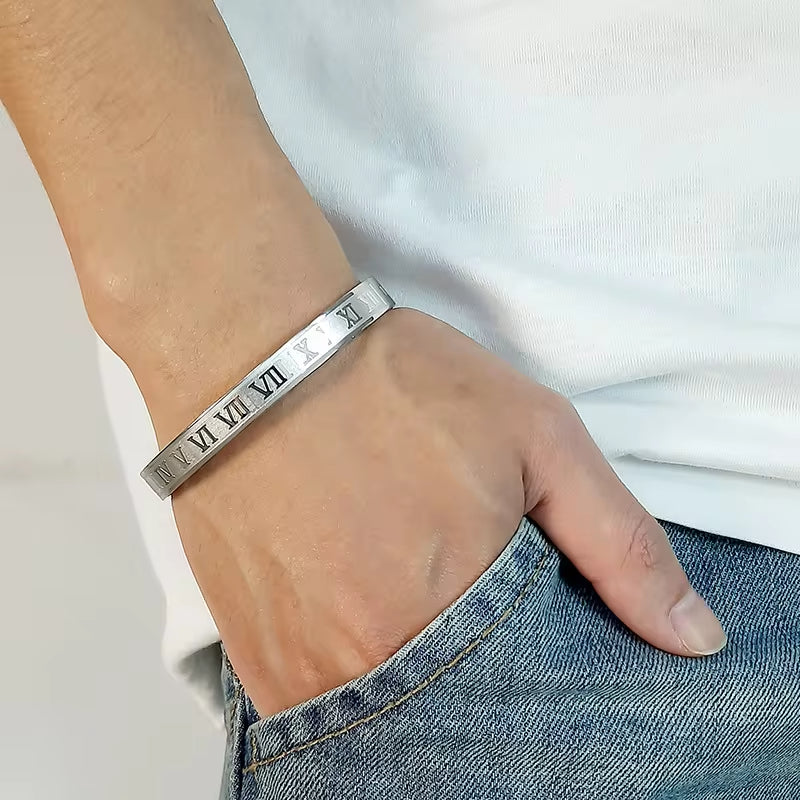 Stainless Steel Bracelets Roman Numerals