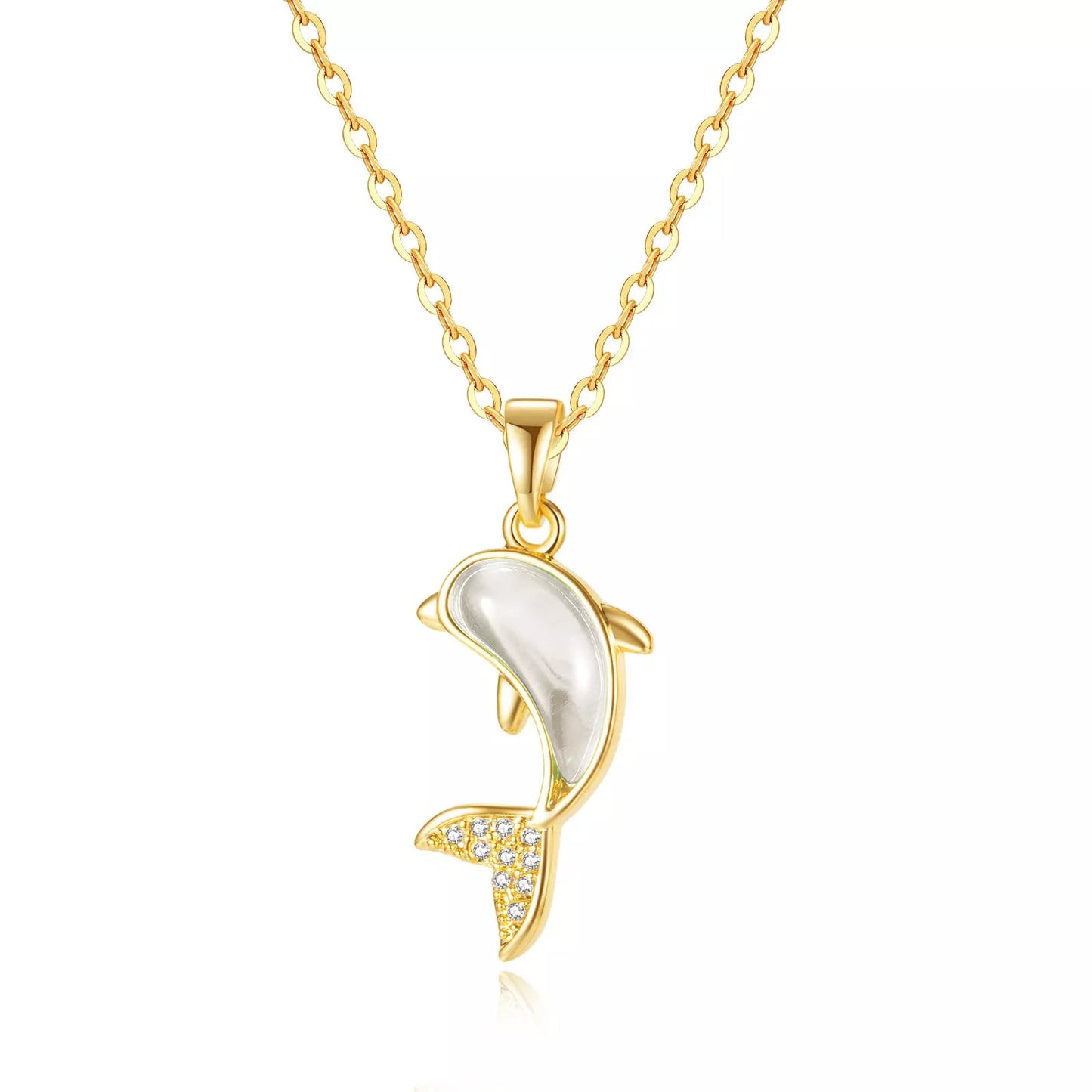 18k Gold Plated Zirconia Whale Shark Necklace Pendant