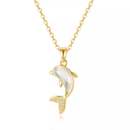 18k Gold Plated Zirconia Whale Shark Necklace Pendant