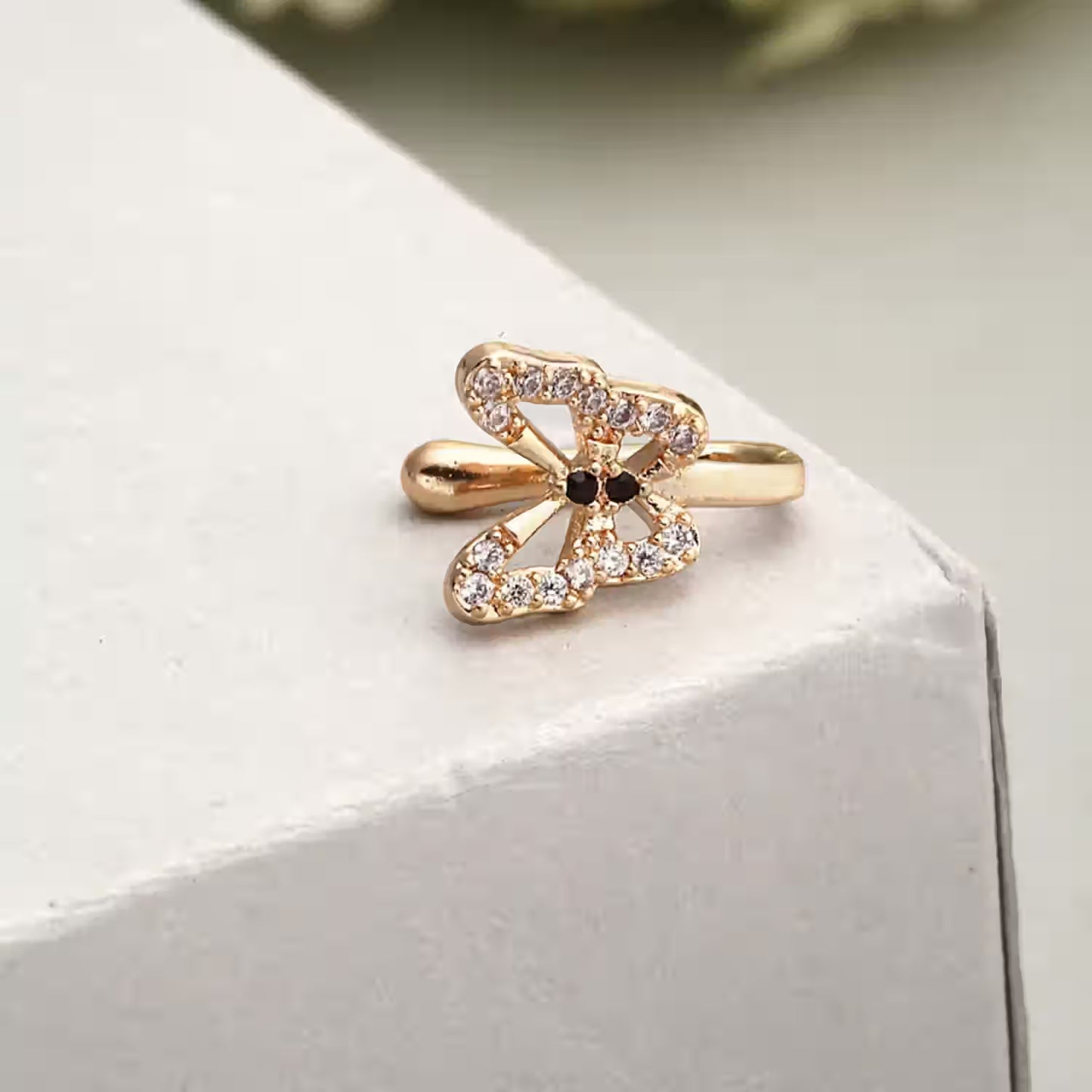 Ethonica Butterfly Shape Gold-plated Non Piercing Nose Ring