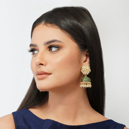 Gold Plated Brass Kundan Stones Earrings