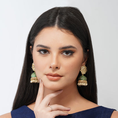 Gold Plated Brass Kundan Stones Earrings