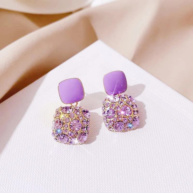 Crystal Square Dangle Rhinestone Stud Earring
