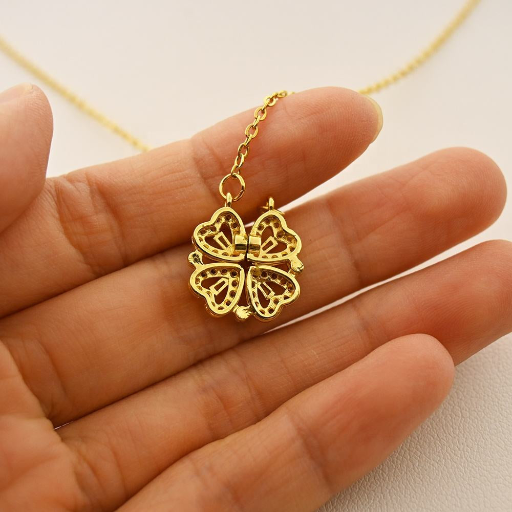 Magnetic 4 Four Heart Pendant Leaf Clover Necklace