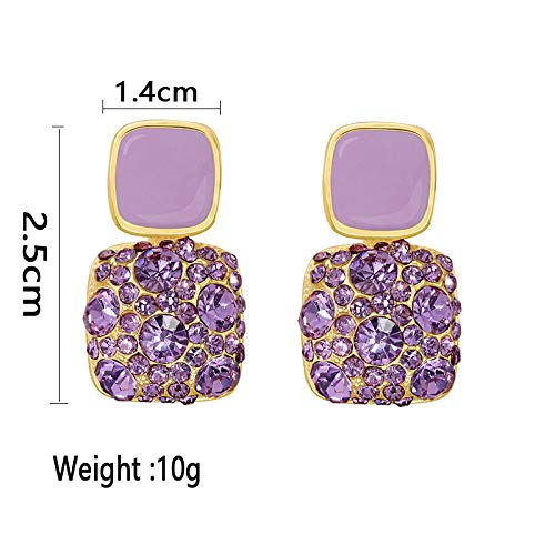 Crystal Square Dangle Rhinestone Stud Earring