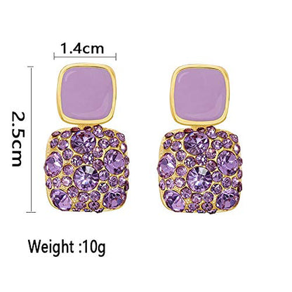 Crystal Square Dangle Rhinestone Stud Earring