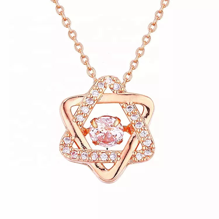 Moving Diamond David of Star Pendant Necklaces