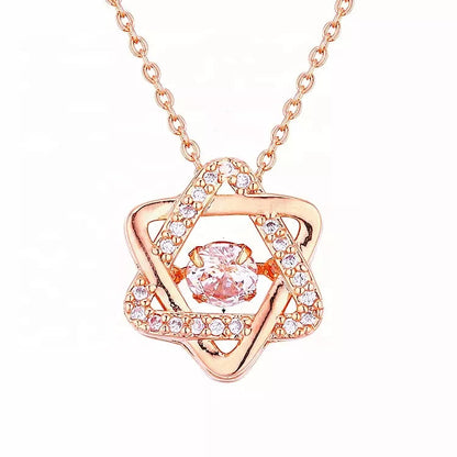 Moving Diamond David of Star Pendant Necklaces
