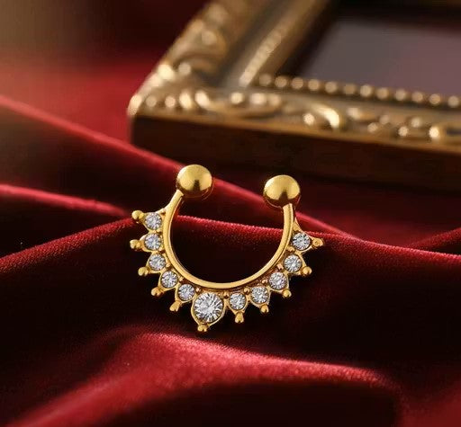 Ethonica Half Moon Gold-plated Non Piercing Nose Ring