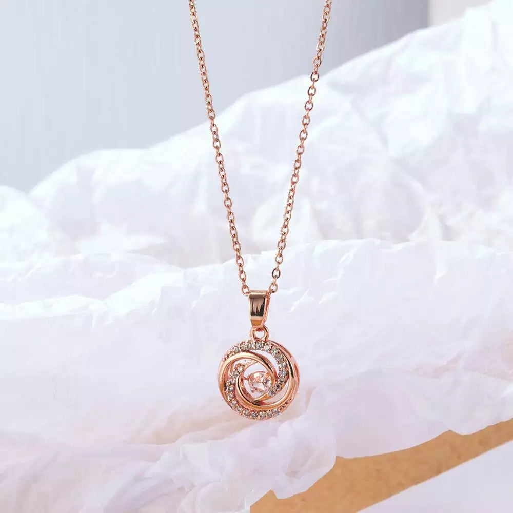 18k Gold Plated Cubic Zirconia Moving Diamond Necklace Pendant