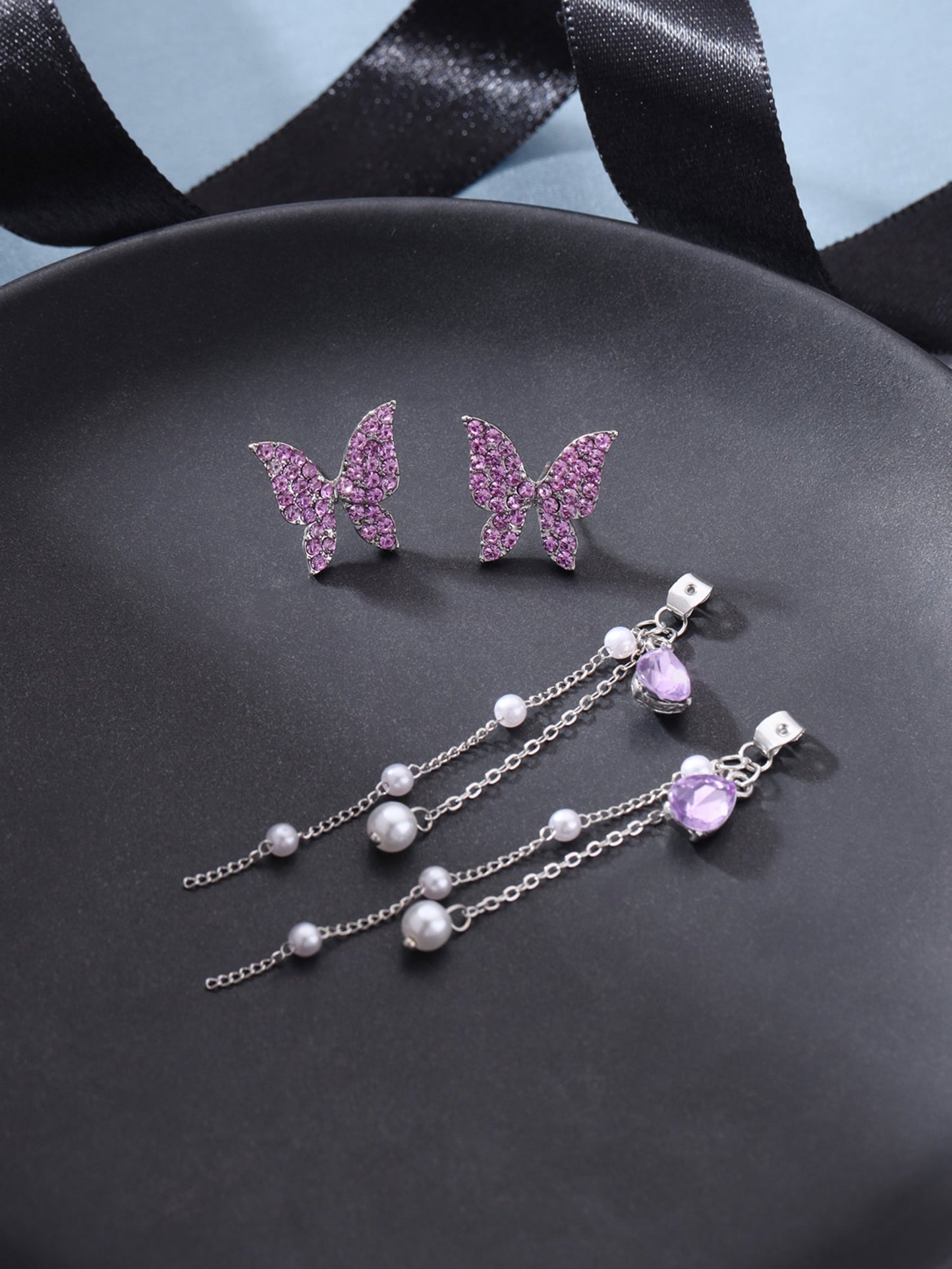 Crystal Butterfly Drop Earrings
