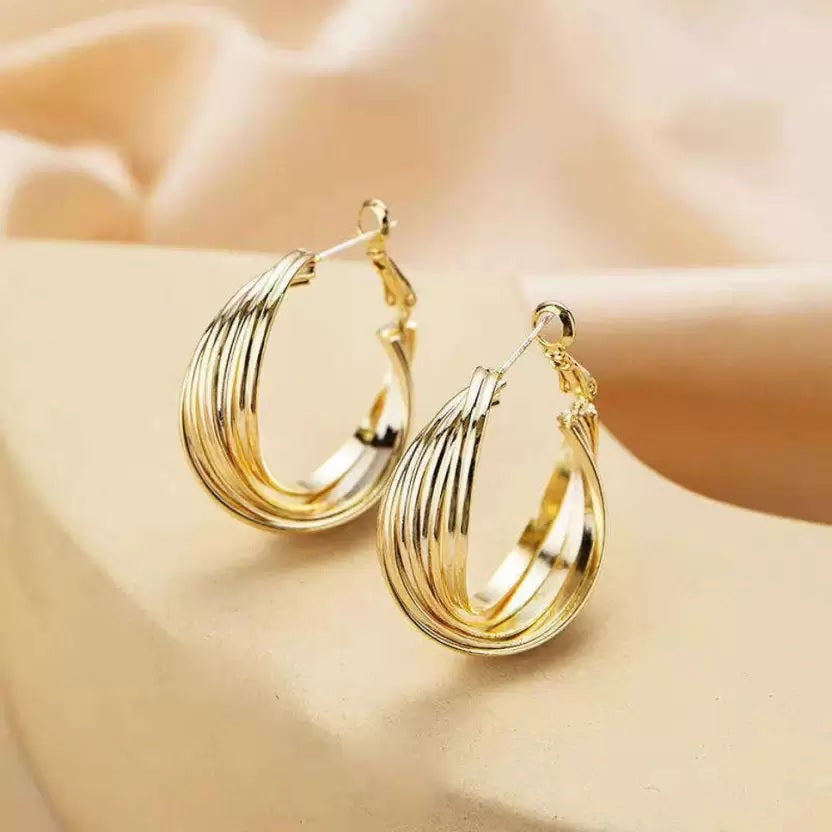 Winding Twist Chunky Hoop Earrings