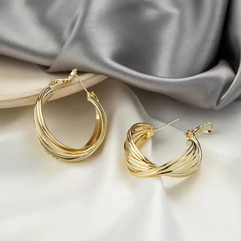 Winding Twist Chunky Hoop Earrings