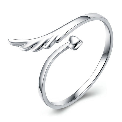 Silver Plated Custom Wing Leaf Open Ring
