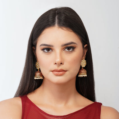 Gold Plated Brass Kundan Stones Earrings