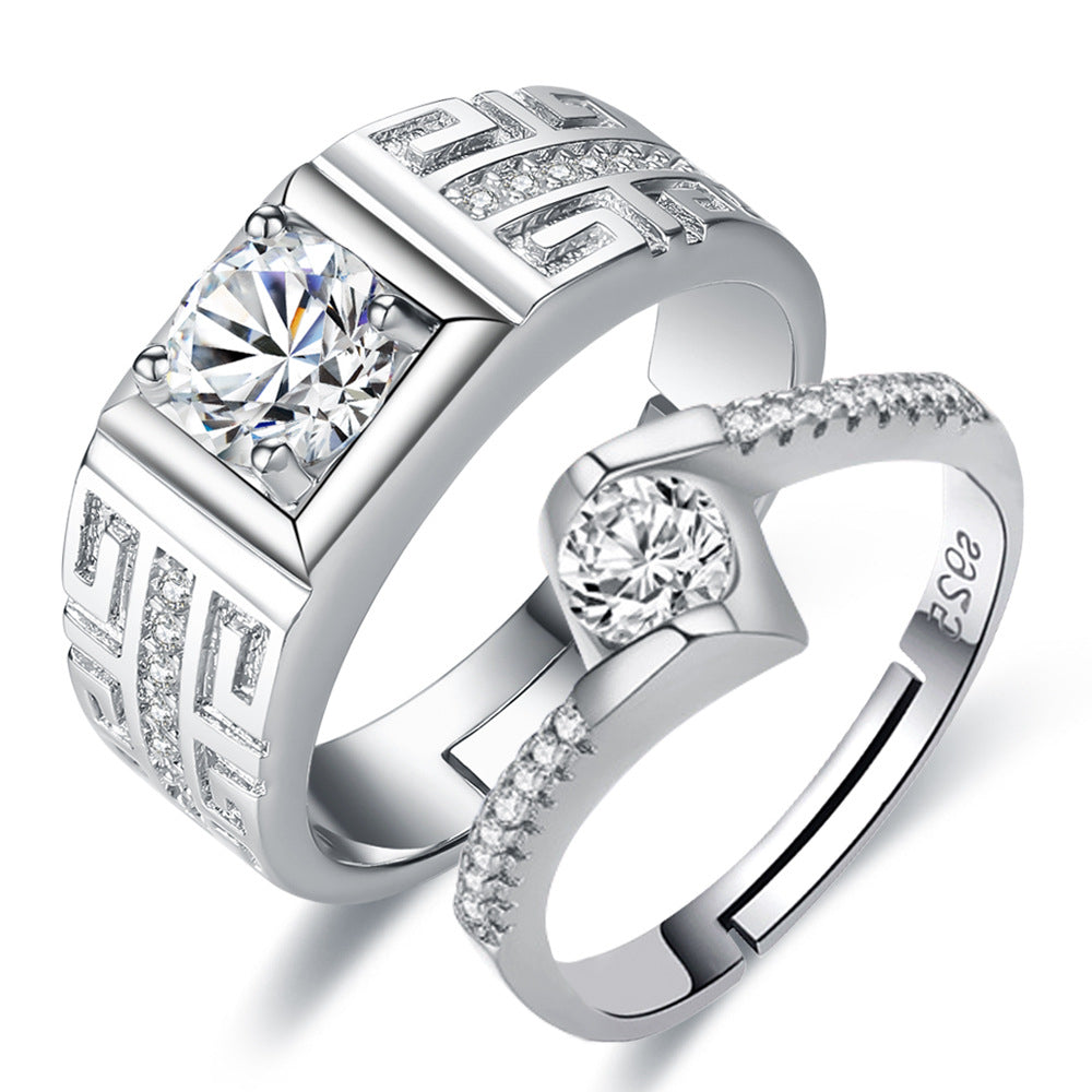 Cubic Zircon Adjustable Couple Rings For Lovers