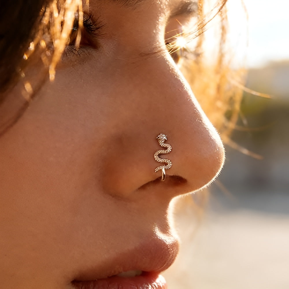 Ethonica Snake Shape Gold-plated Nose Ring