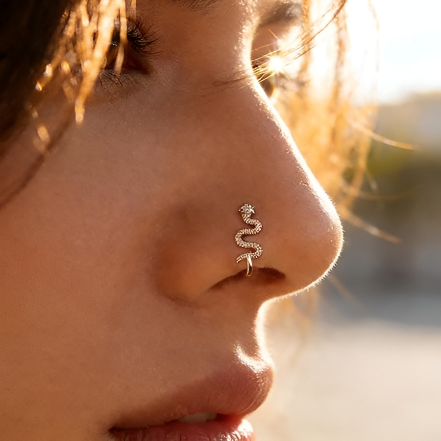 Ethonica Snake Shape Gold-plated Nose Ring