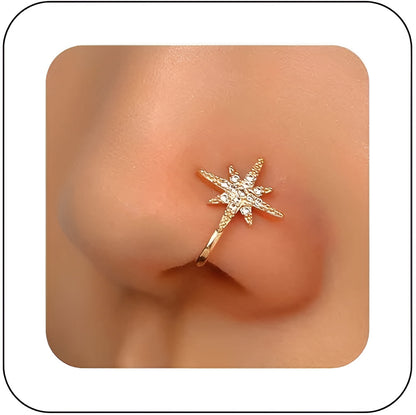 Ethonica Compass Shape Gold-plated Non Piercing Nose Ring