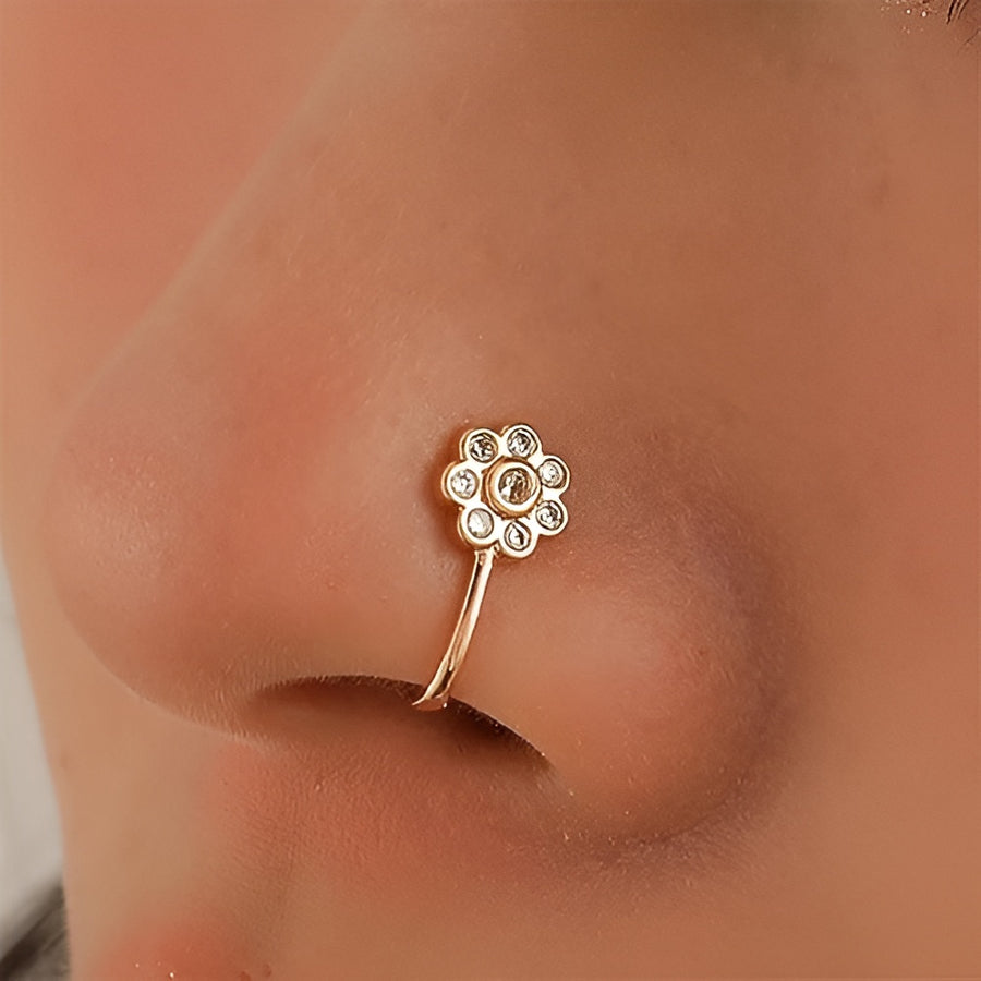 Ethonica Flower Shaped Gold-plated Nose Ring