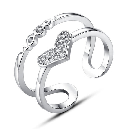 silver plated Heart shape ring for women
