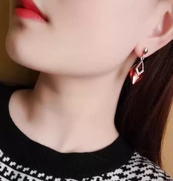 Red Big Crystal Drop Earring Crystal