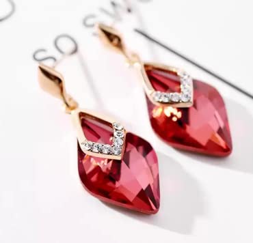 Red Big Crystal Drop Earring Crystal