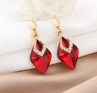 Red Big Crystal Drop Earring Crystal
