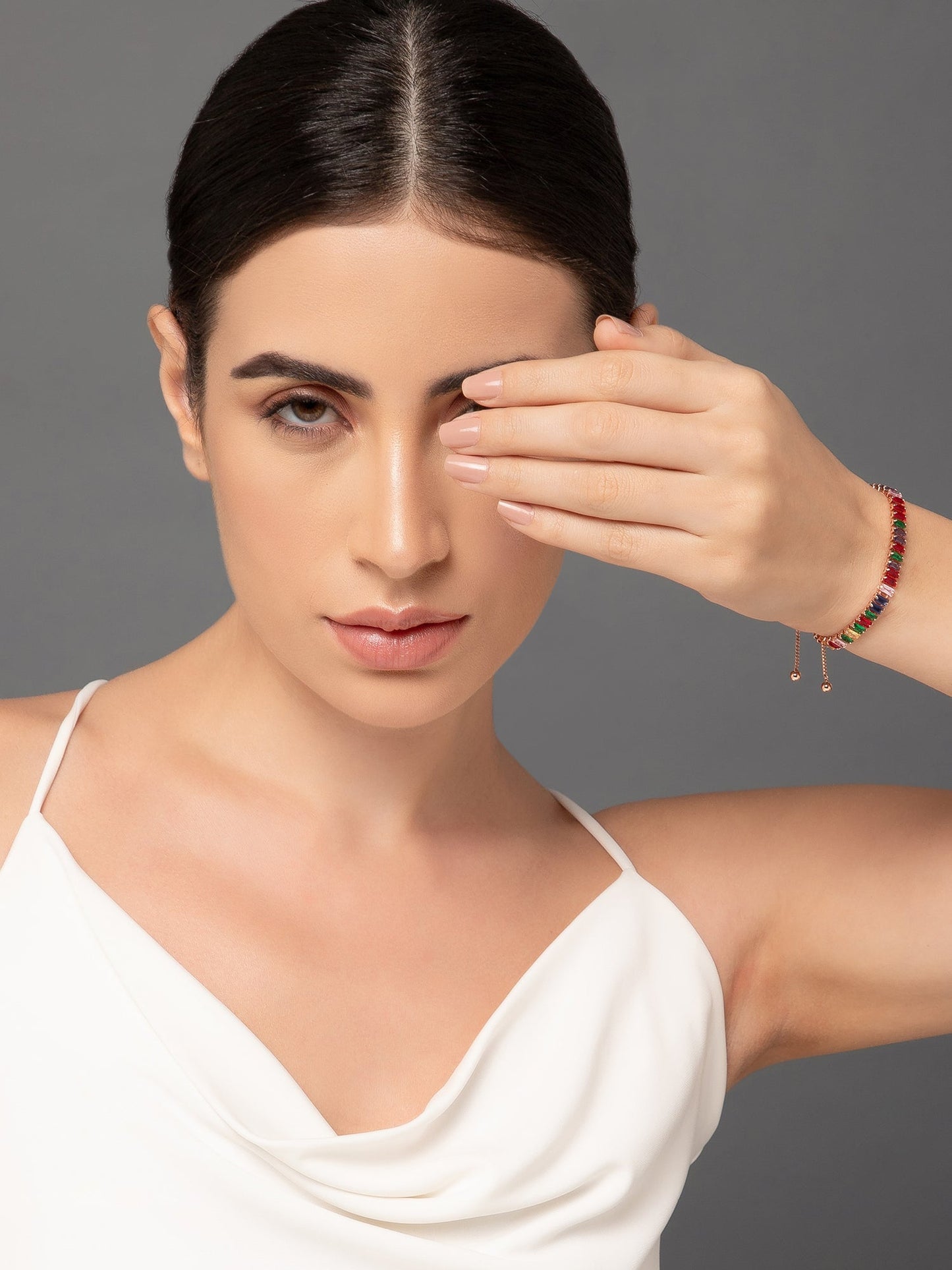 Adjustable Colourful Cubic Zirconia Tennis bracelet