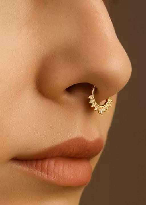 Ethonica Half Moon Gold-plated Non Piercing Nose Ring