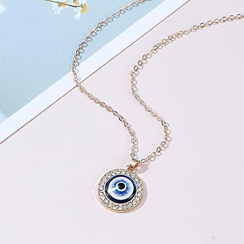 Stylish Evil Eye Necklace Third Blue Eyes Amulet Protection Pendant for Girls & Women