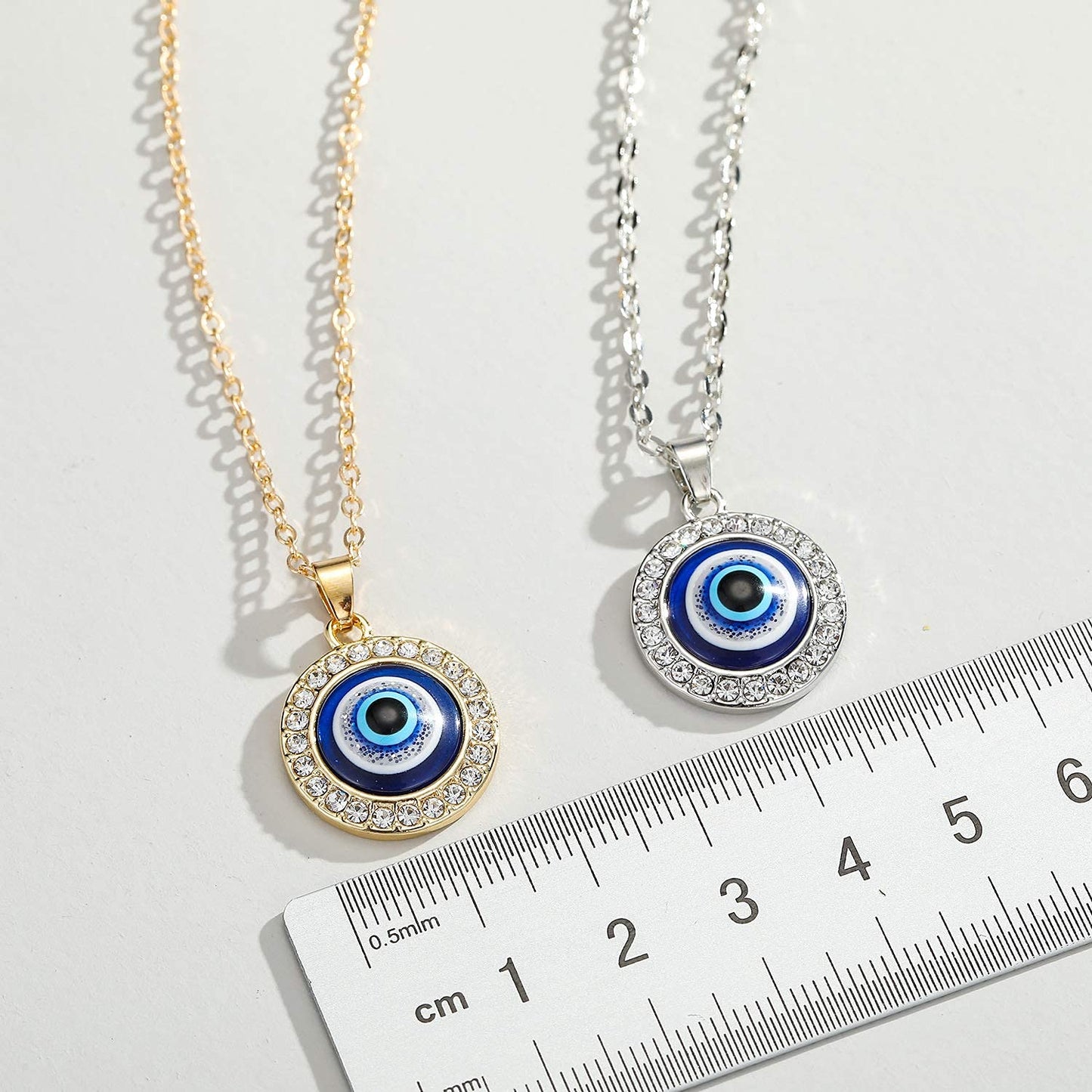 Stylish Evil Eye Necklace Third Blue Eyes Amulet Protection Pendant for Girls & Women