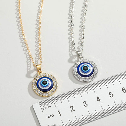 Stylish Evil Eye Necklace Third Blue Eyes Amulet Protection Pendant for Girls & Women