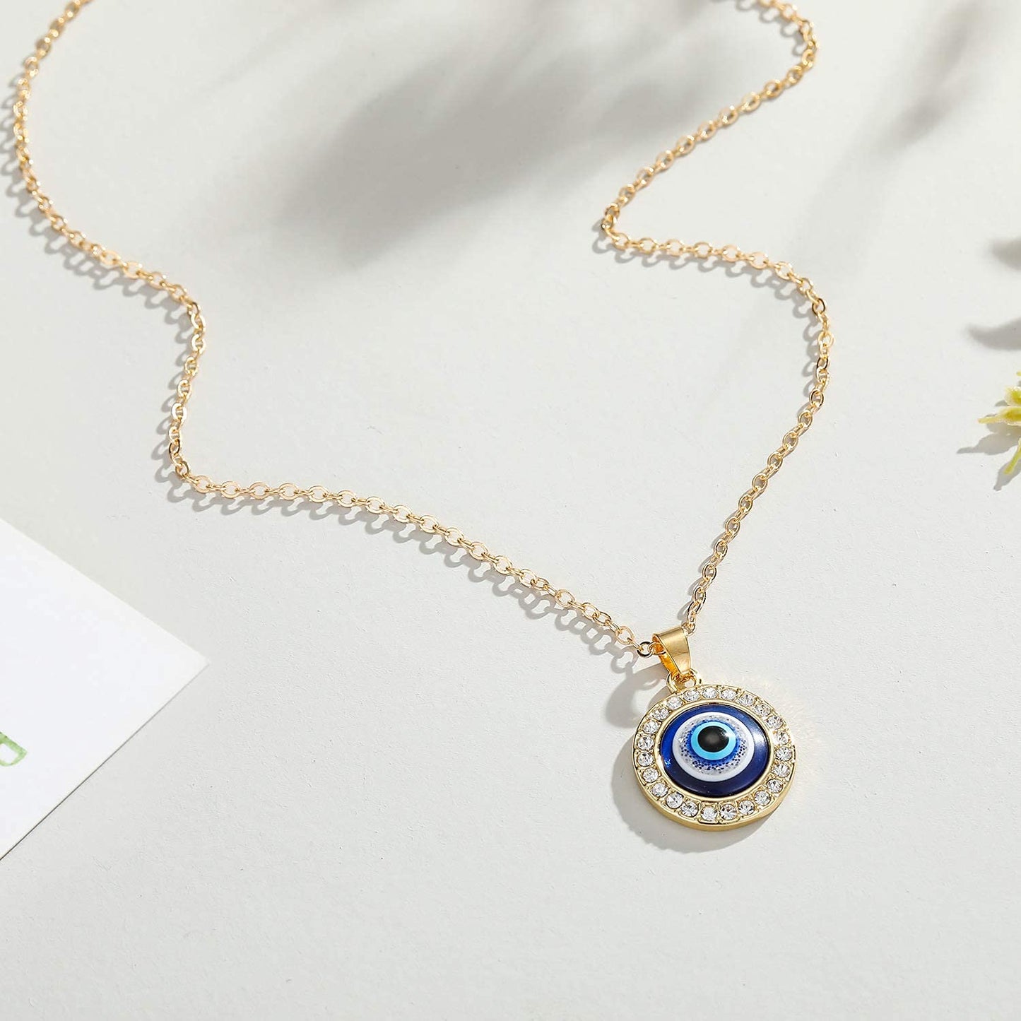 Stylish Evil Eye Necklace Third Blue Eyes Amulet Protection Pendant for Girls & Women