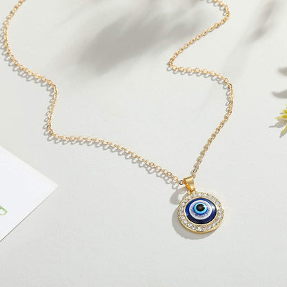 Stylish Evil Eye Necklace Third Blue Eyes Amulet Protection Pendant for Girls & Women