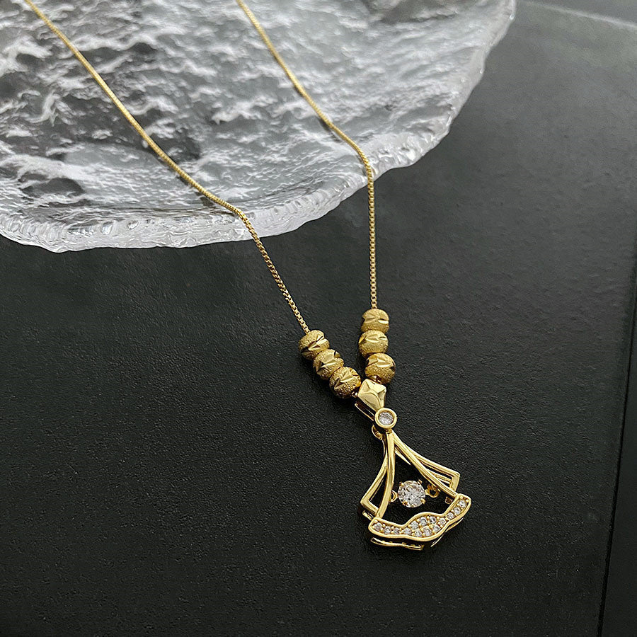 Beaded Beats Dancing Zircon Diamond Lucky Ginkgo Leaf Necklace