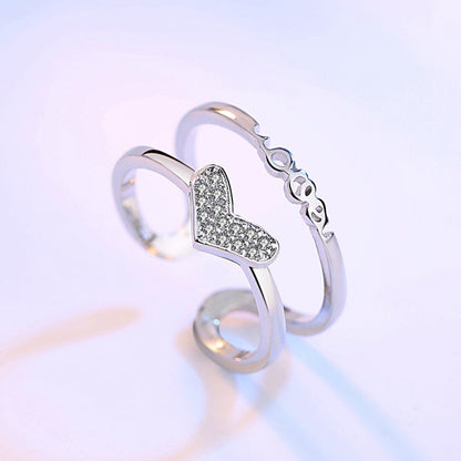 silver plated Heart shape ring for women