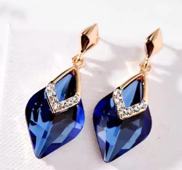 Blue Big Crystal Drop Earring
