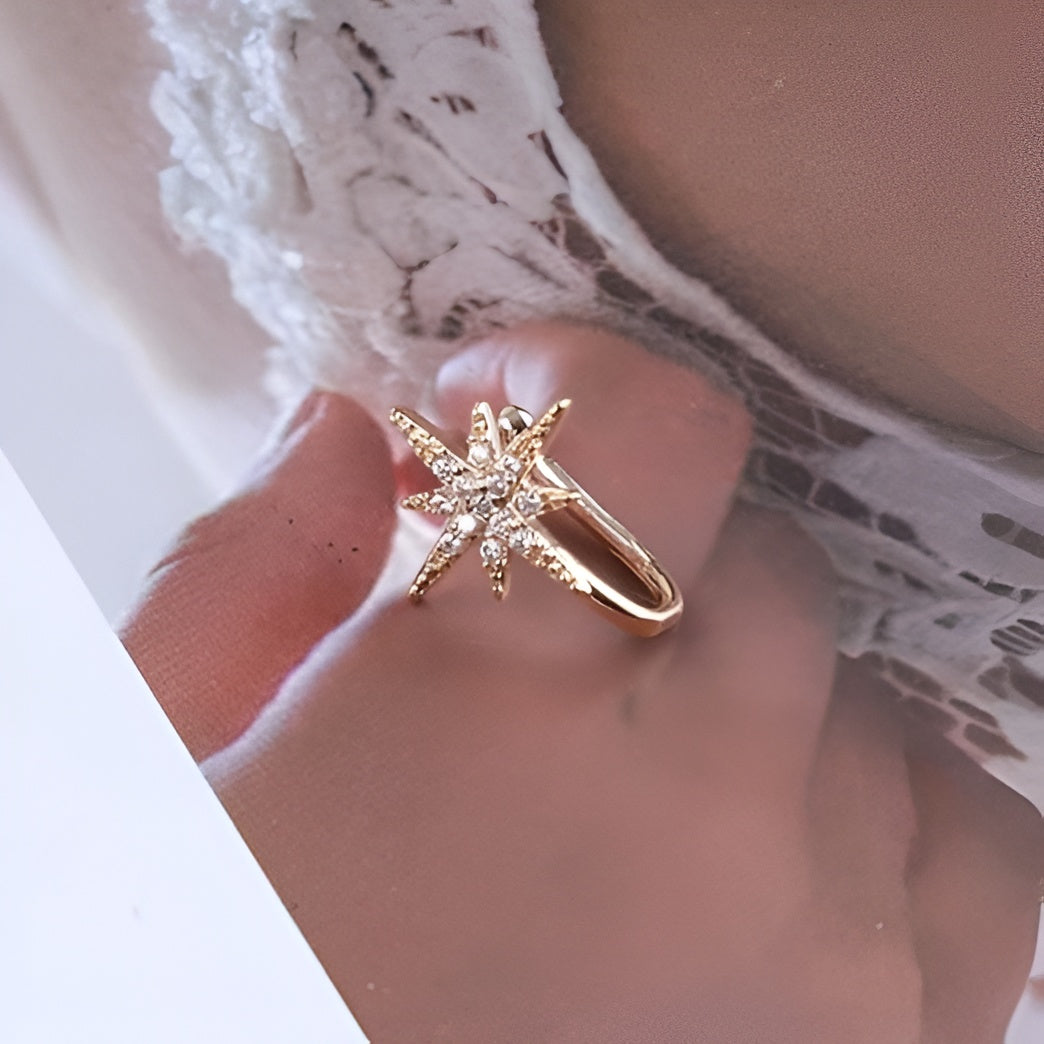 Ethonica Compass Shape Gold-plated Non Piercing Nose Ring