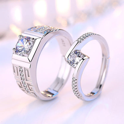 Cubic Zircon Adjustable Couple Rings For Lovers