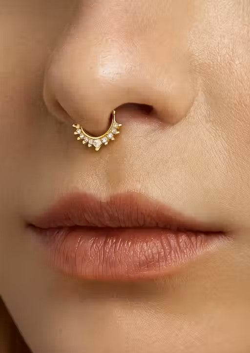 Ethonica Half Moon Gold-plated Non Piercing Nose Ring