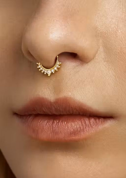 Ethonica Half Moon Gold-plated Non Piercing Nose Ring